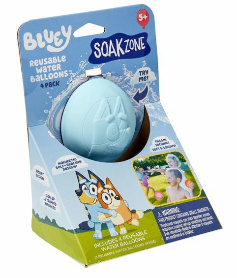 Soak Zone Bluey & Paw Patrol Reusable Water Balloons 4 pk